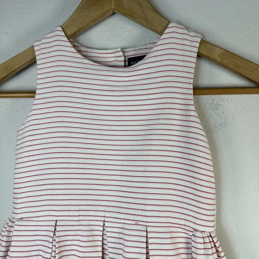 Ralph Lauren Girls 6 6x White Pink Striped Dress Easter Spring wedding guest